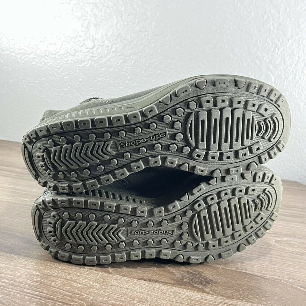 Women's Sketchers Shape Ups Toning Boots Green Suede Sz 9 Shearling Line 24857 - Picture 6 of 7